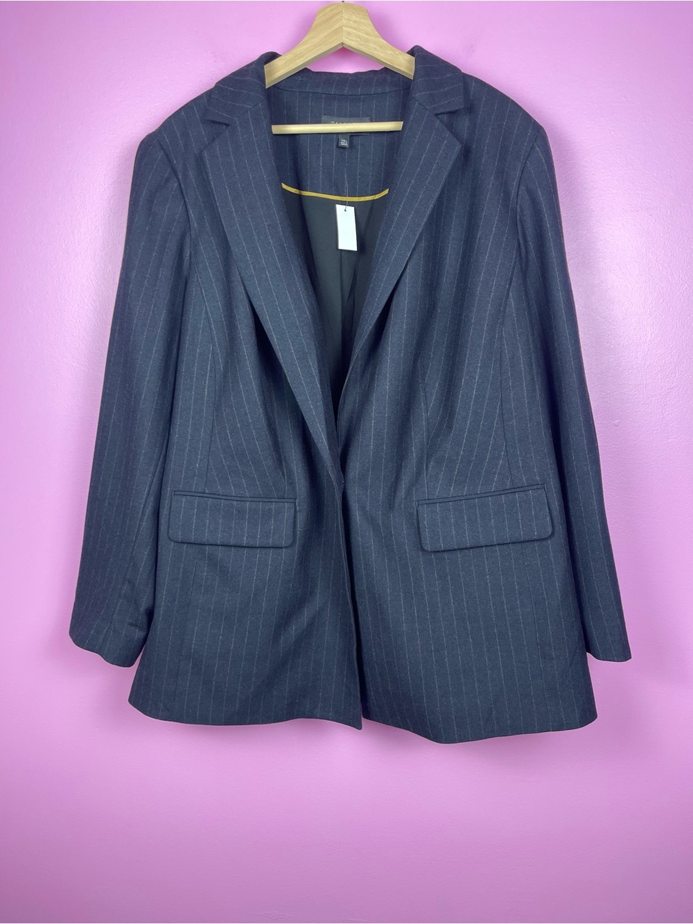 Talbots Luxe Wool Blend Blazer Women's 20W Navy Pinstripe NWT - Picture 7 of 13